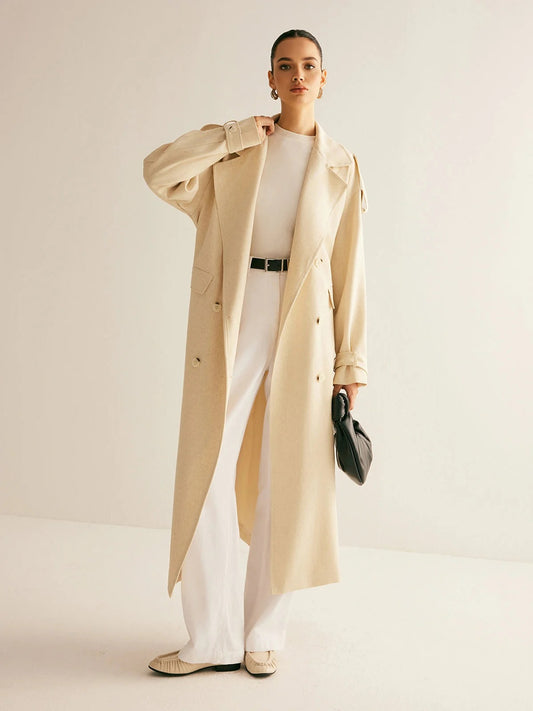 Hamida Modern Trench-Style Wool Coat