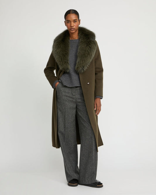 Hamida Cashmere Elegant Fur neckline Coat