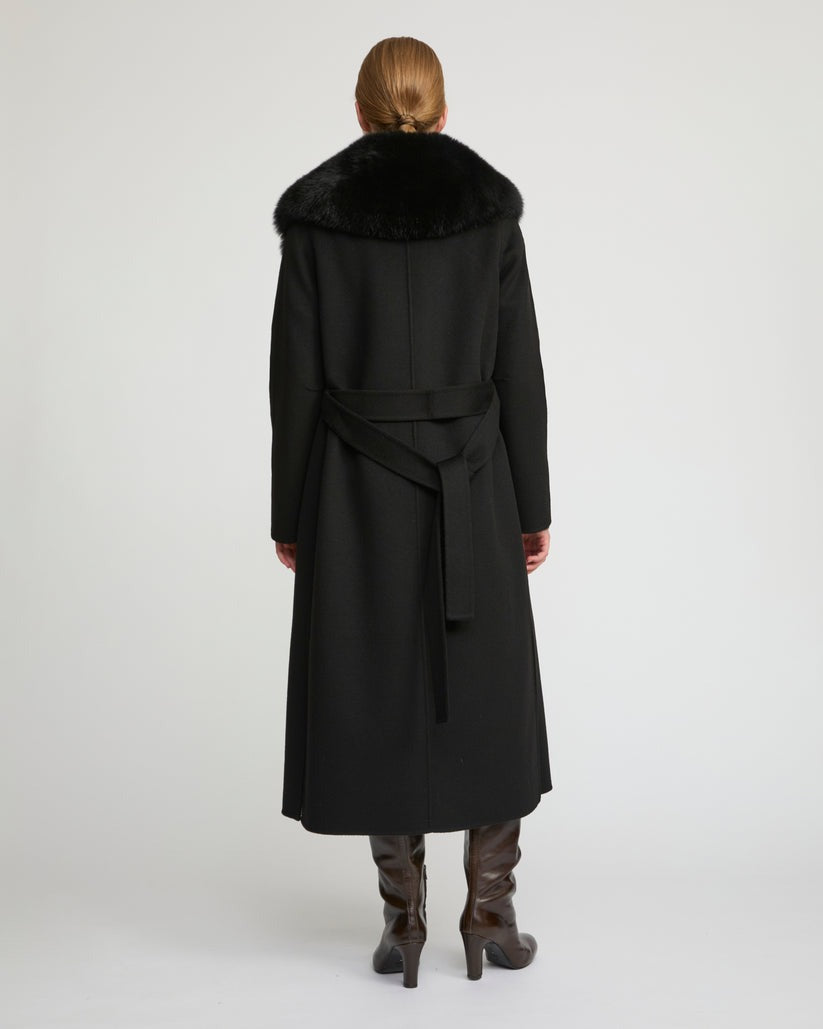 Hamida Cashmere Elegant Fur neckline Coat