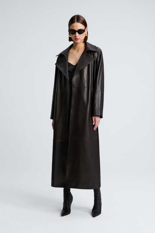 Hamida Grace Rexine Leather Coat