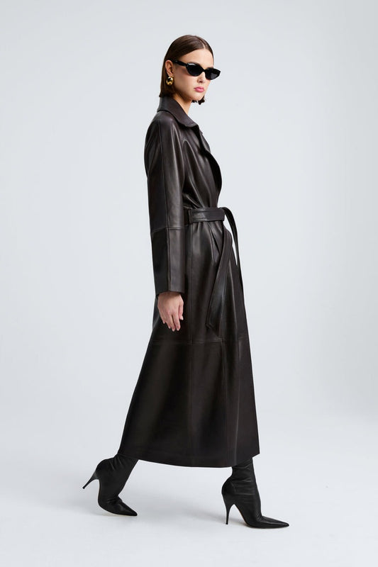 Hamida Grace Rexine Leather Coat