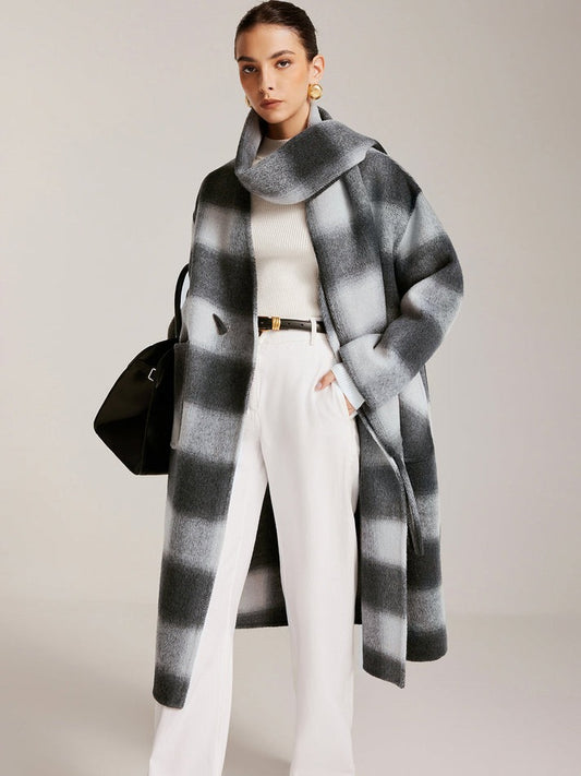 Hamida Checked Wool Longline Coat
