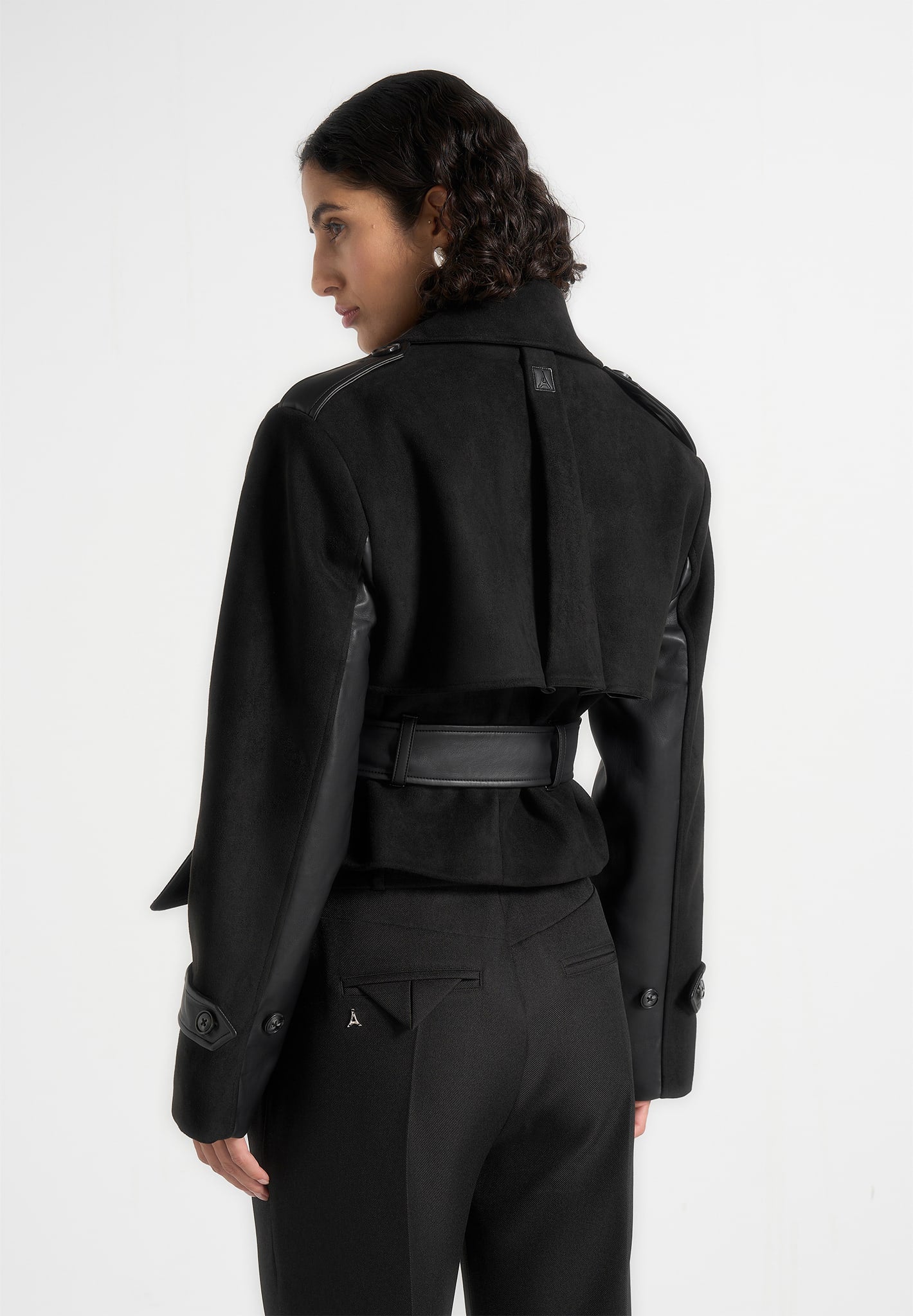 Cropped Gabardine Trench Coat With Belt