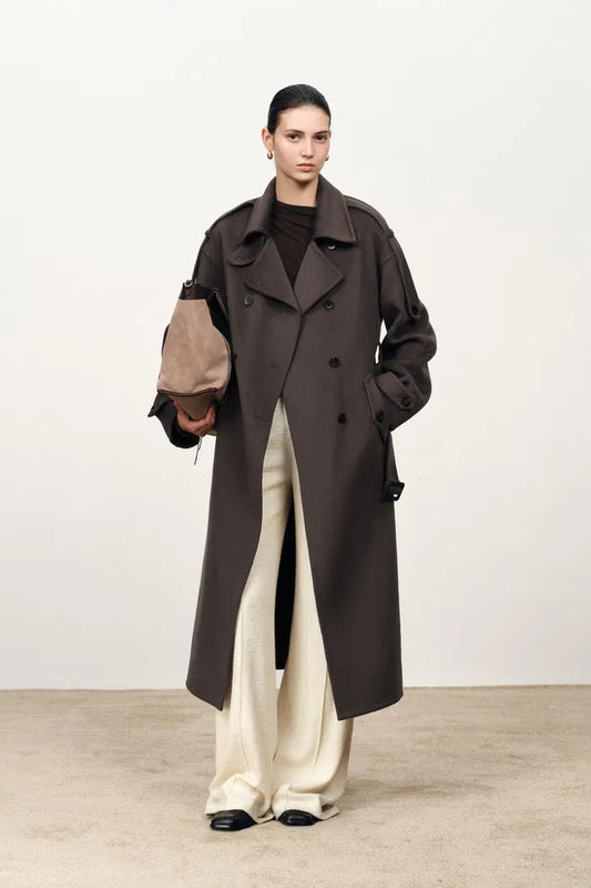 Double Breasted Long Coat in Double Face Merino Cashmere