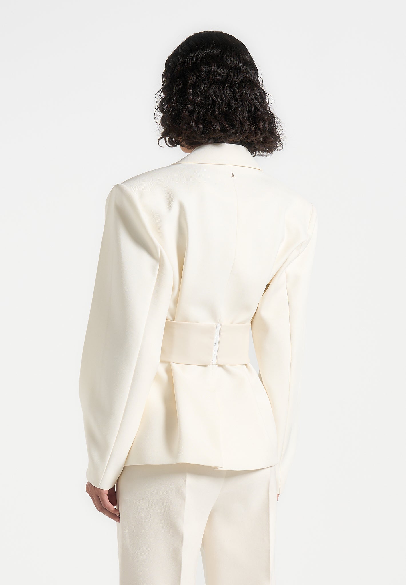 Twist Sleeve Leather Blazer with Belt-1