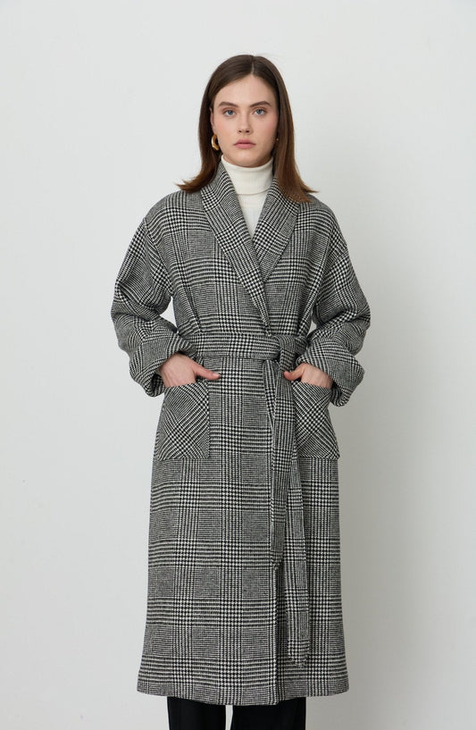 Hamida Luxe Hybrid Wool-Blend Belted Coat