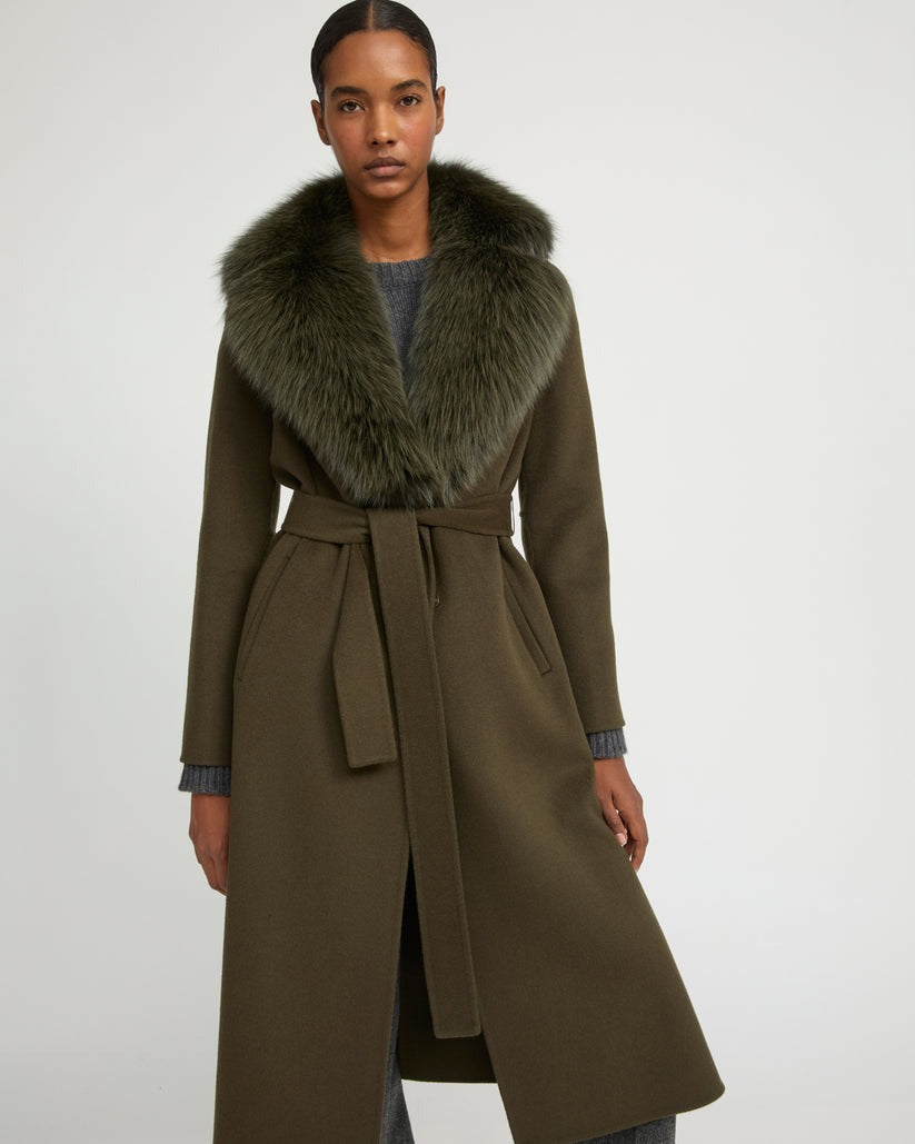 Hamida Cashmere Elegant Fur neckline Coat