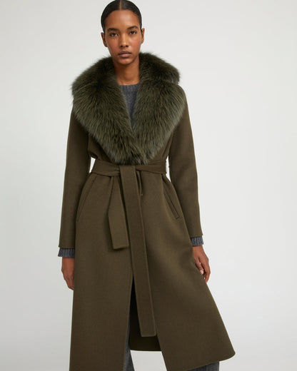 Hamida Cashmere Elegant Fur neckline Coat