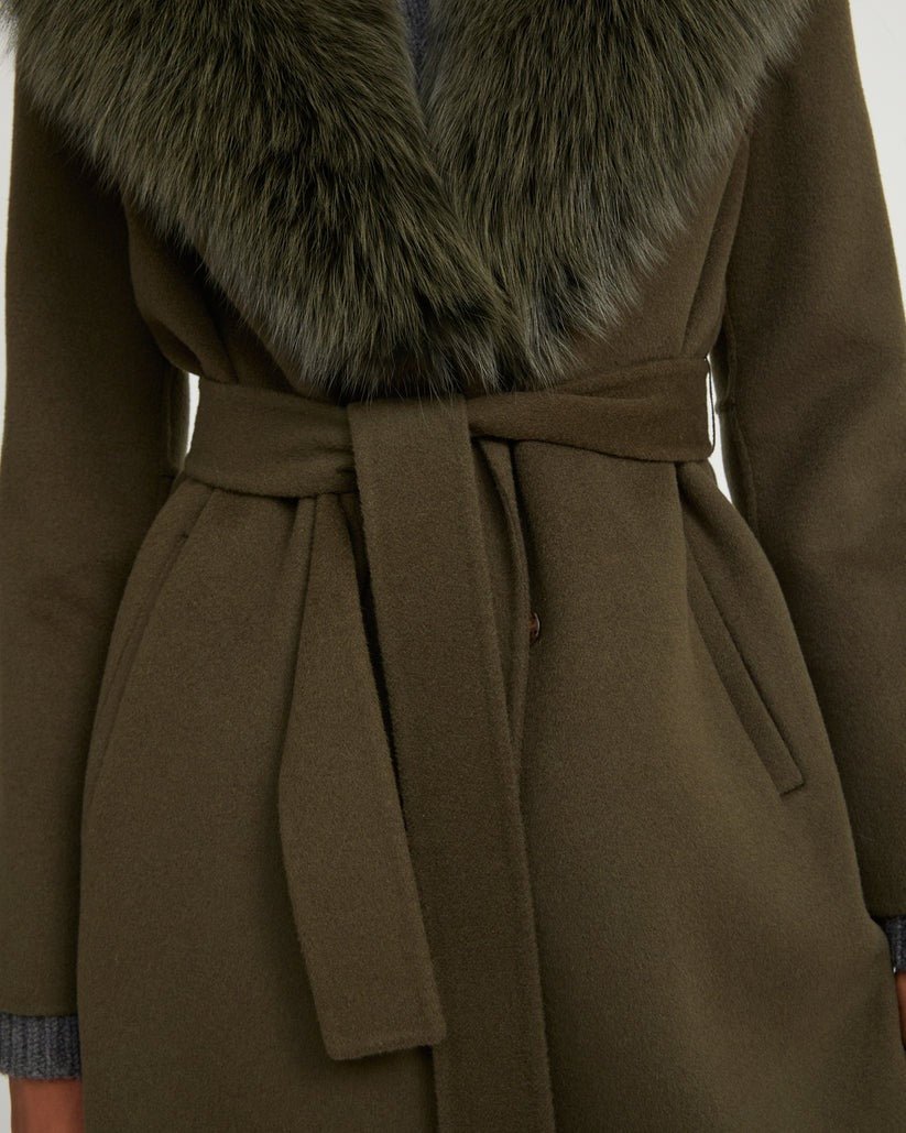 Hamida Cashmere Elegant Fur neckline Coat