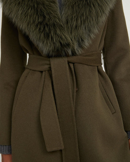 Hamida Cashmere Elegant Fur neckline Coat