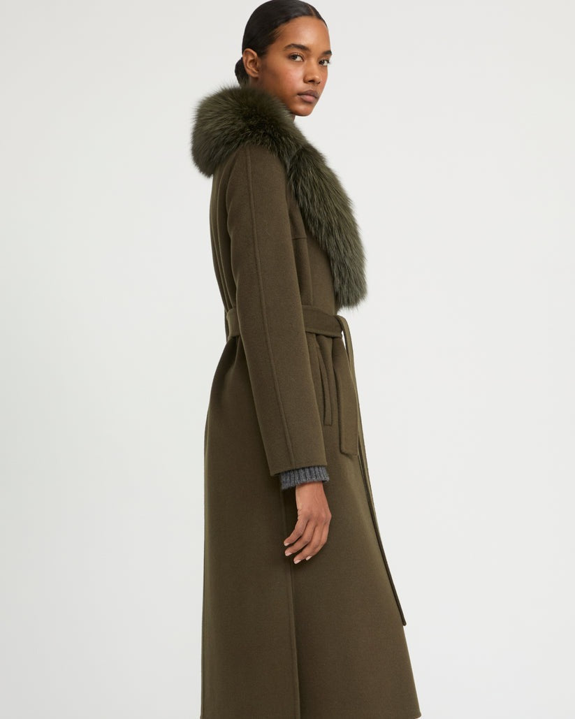 Hamida Cashmere Elegant Fur neckline Coat