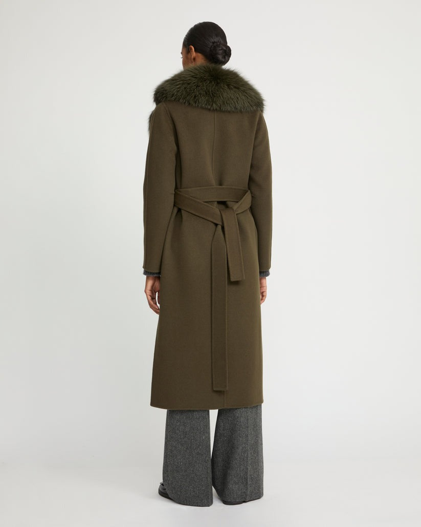 Hamida Cashmere Elegant Fur neckline Coat