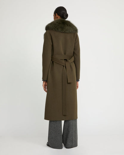 Hamida Cashmere Elegant Fur neckline Coat