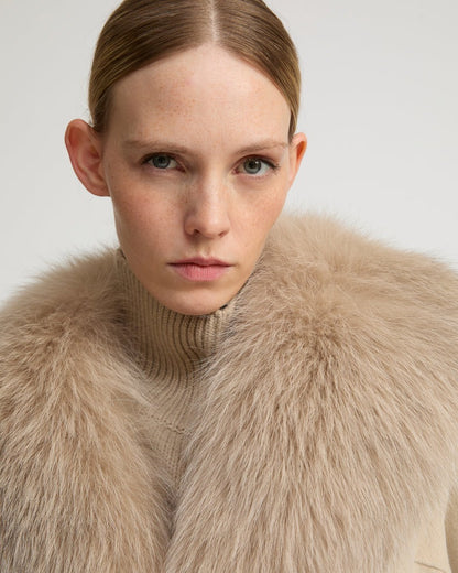 Hamida Cashmere Elegant Fur neckline Coat