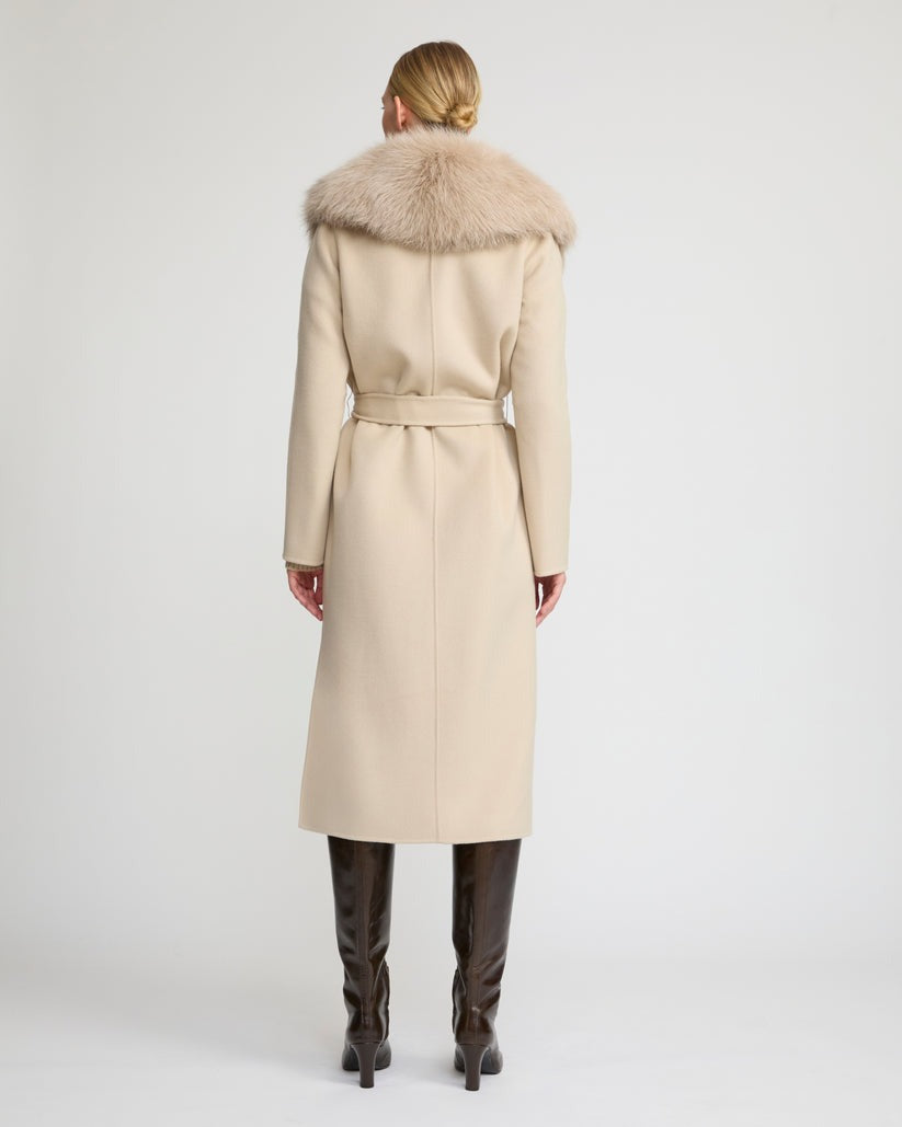 Hamida Cashmere Elegant Fur neckline Coat