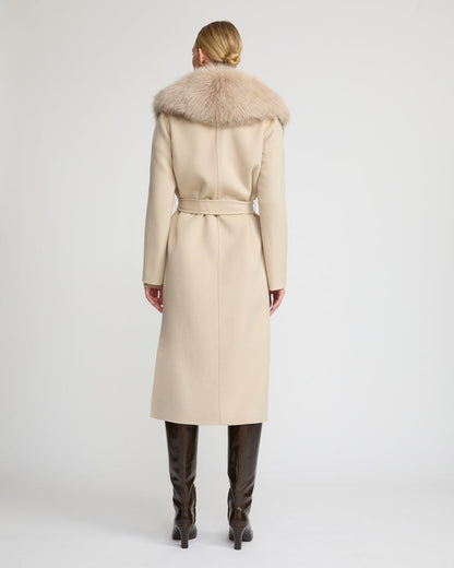 Hamida Cashmere Elegant Fur neckline Coat