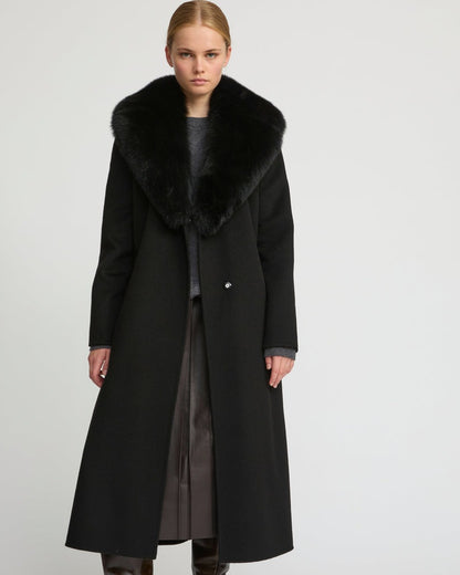 Hamida Cashmere Elegant Fur neckline Coat