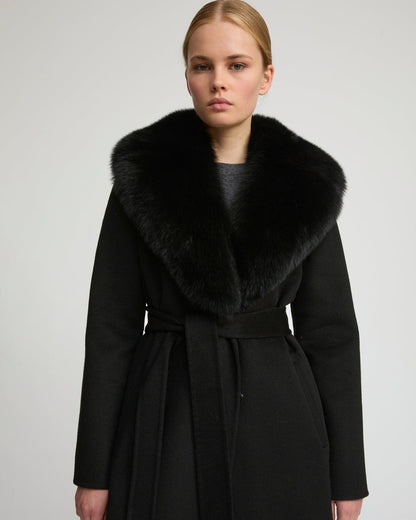 Hamida Cashmere Elegant Fur neckline Coat