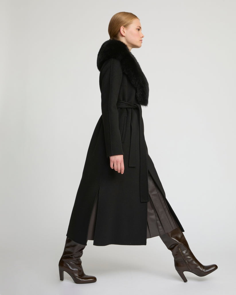 Hamida Cashmere Elegant Fur neckline Coat