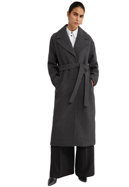 Hamida Wool Wrap Coat – Elegant Belted Long Winter Overcoat for Women