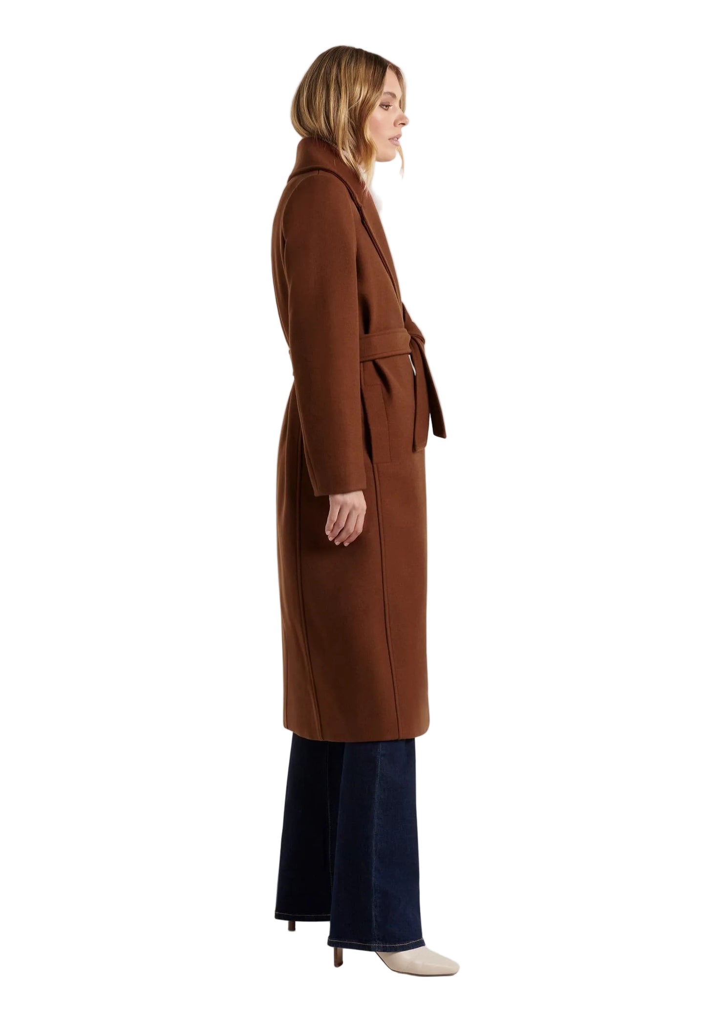 HAMIDA Italian-Inspired Wool Belted Wrap Coat