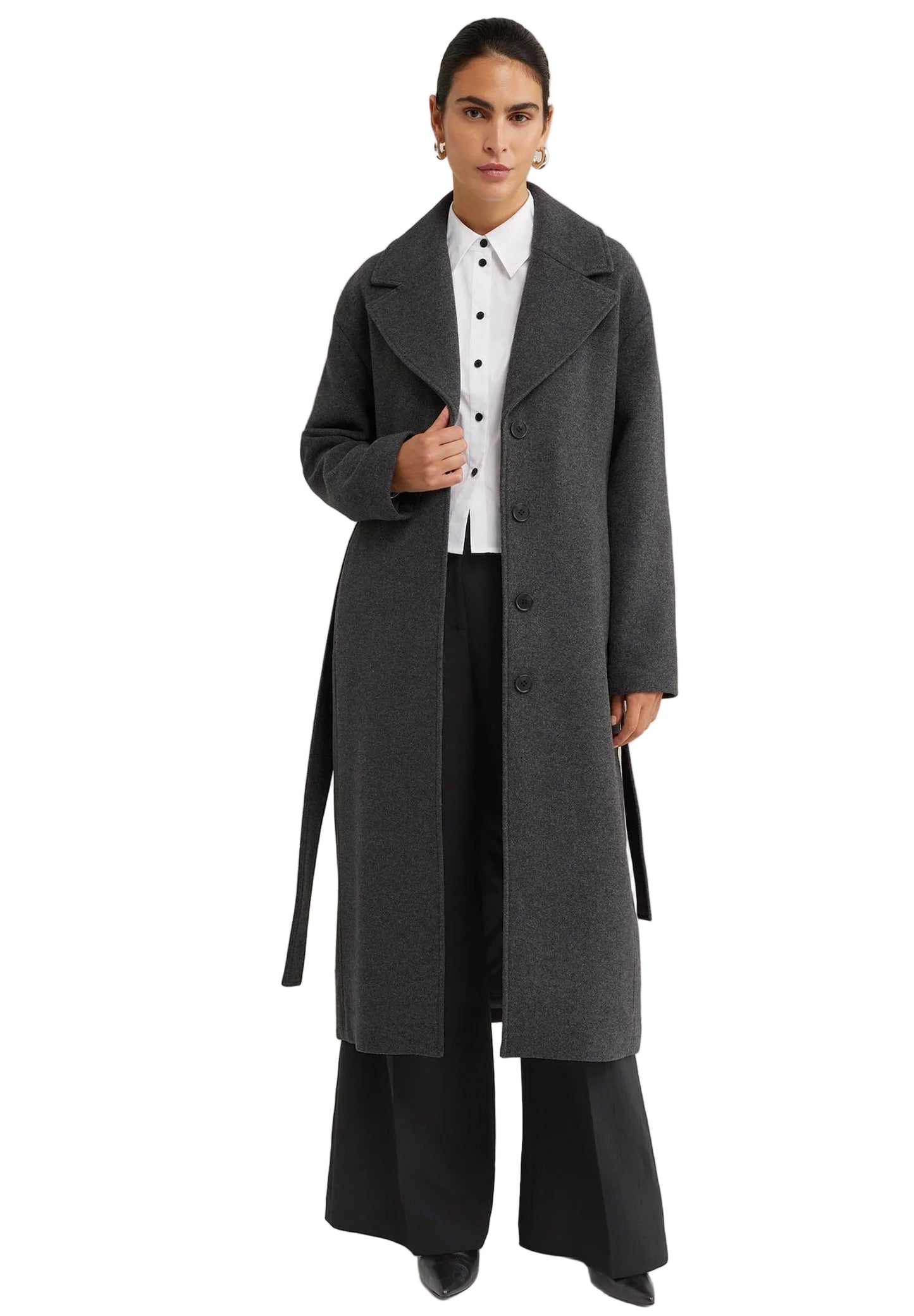 Hamida Wool Wrap Coat – Elegant Belted Long Winter Overcoat for Women