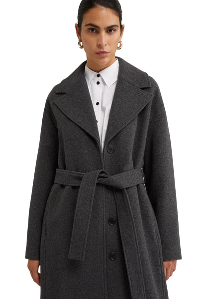 Hamida Wool Wrap Coat – Elegant Belted Long Winter Overcoat for Women