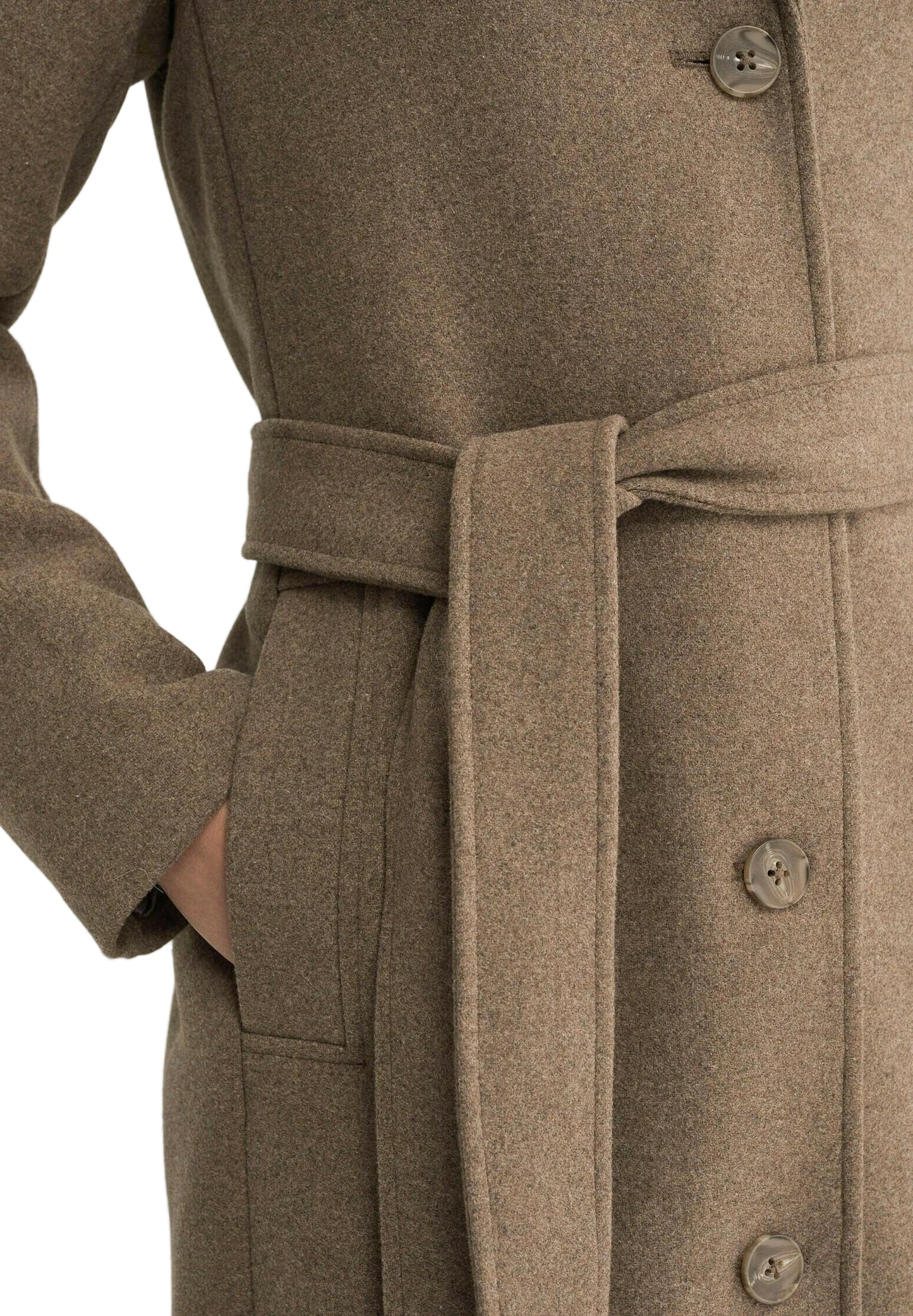 HAMIDA Tailored Wool Coat with Defined Waist and Classic Lapel