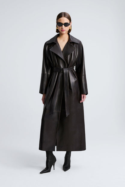 Hamida Grace Rexine Leather Coat