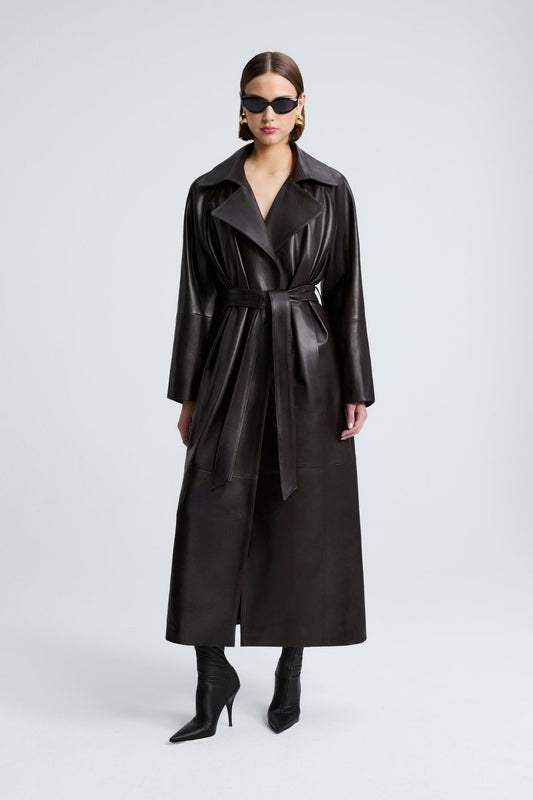 Hamida Grace Rexine Leather Coat