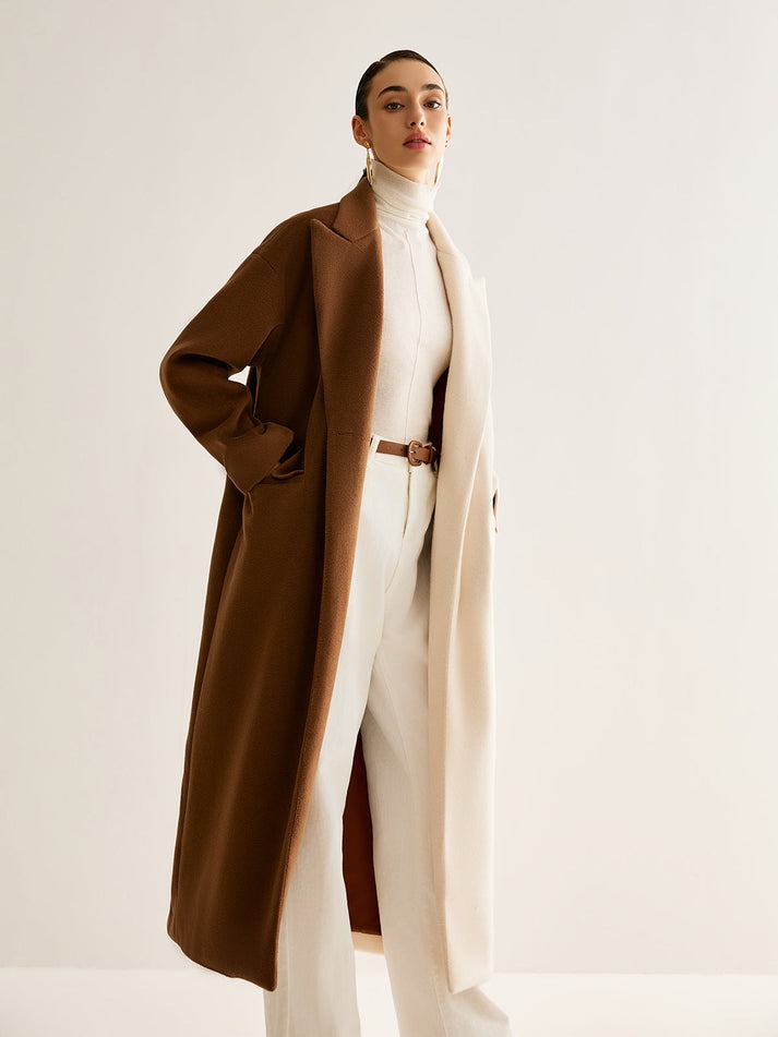 Hamida Two-Tone Wool Statement Coat