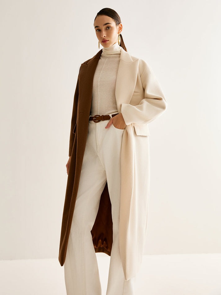 Hamida Two-Tone Wool Statement Coat