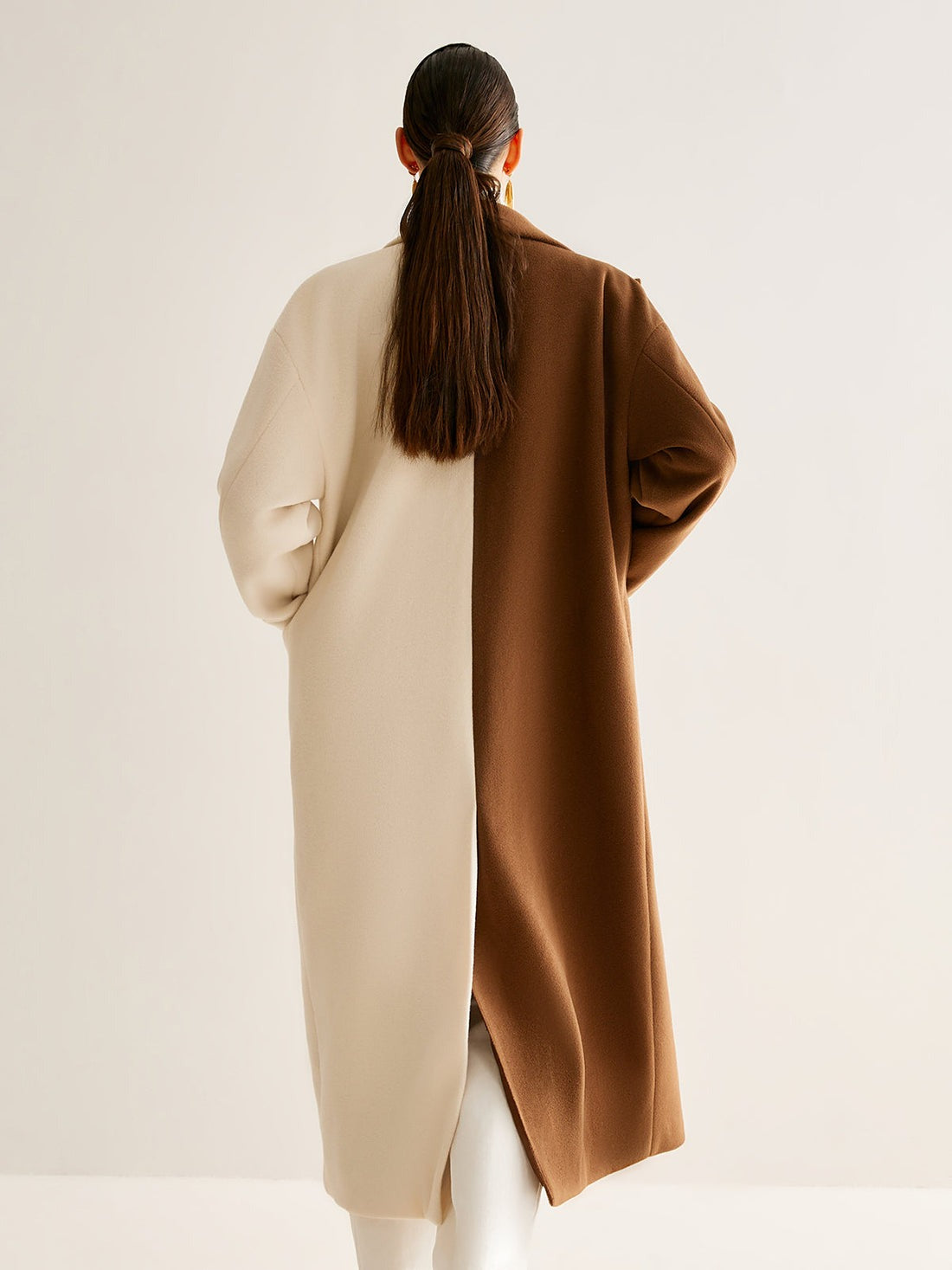 Hamida Two-Tone Wool Statement Coat