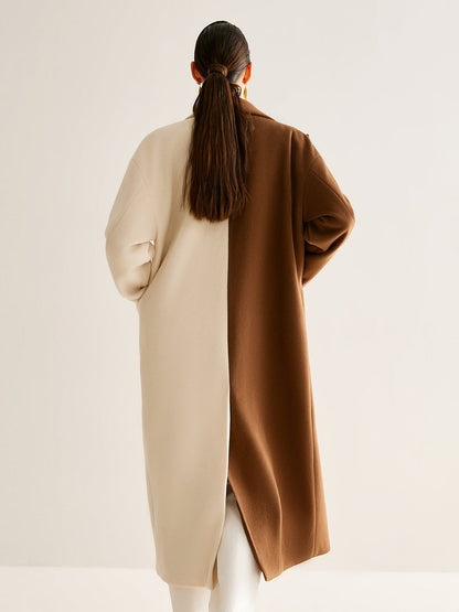 Hamida Two-Tone Wool Statement Coat