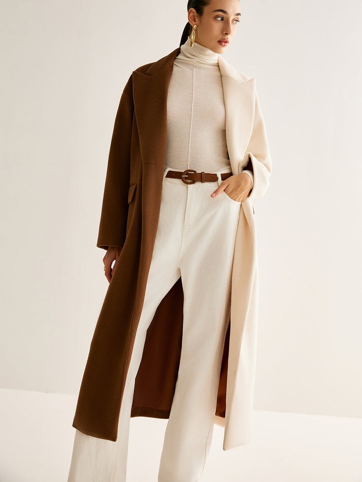 Hamida Two-Tone Wool Statement Coat