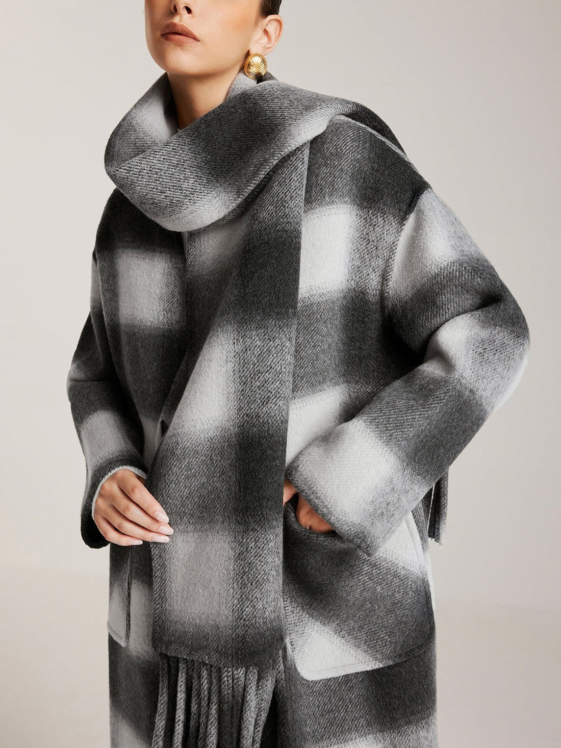 Hamida Checked Wool Longline Coat
