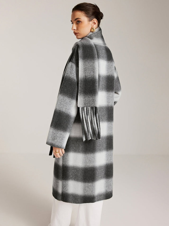 Hamida Checked Wool Longline Coat