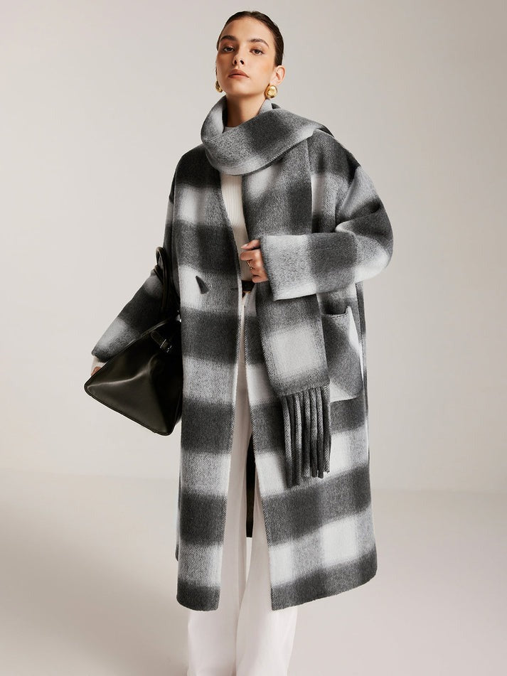 Hamida Checked Wool Longline Coat