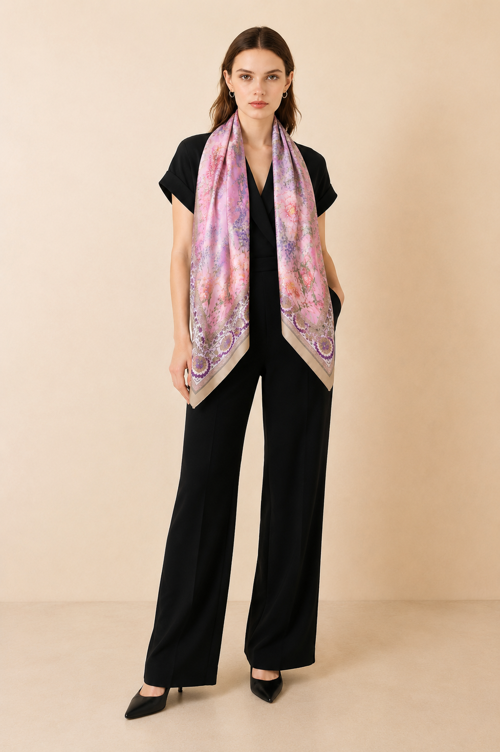 HAMIDA Blossom Harmony Silk Scarf