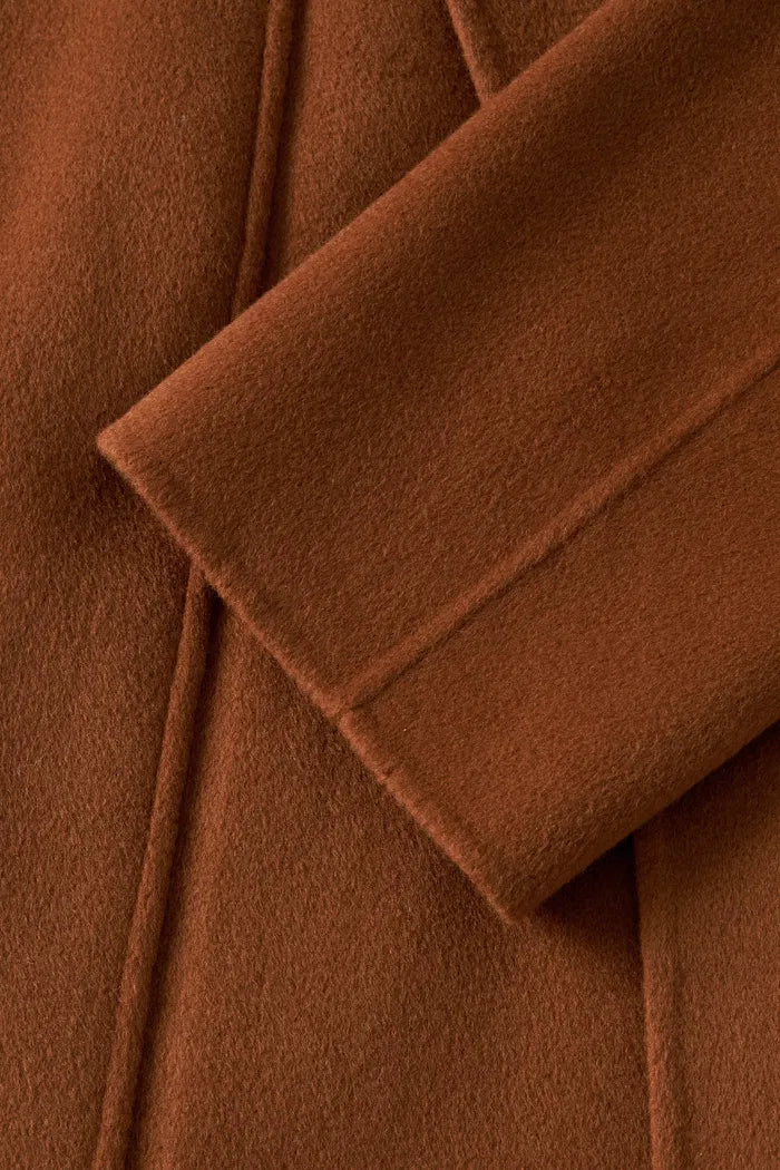 Cape Style Belted Wool Coat in Double-Face Merino-Cashmere