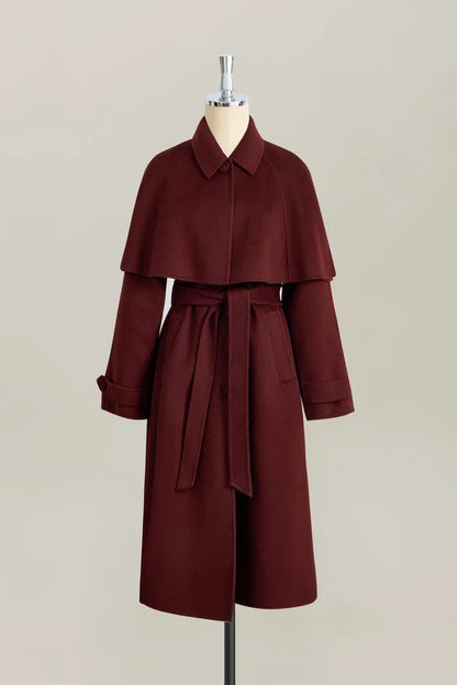 Cape Trench Coat in Cashmere Wool Double-Face