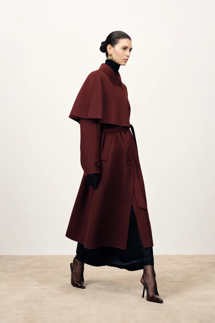 Cape Trench Coat in Cashmere Wool Double-Face