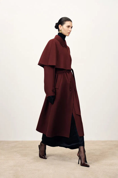 Cape Trench Coat in Cashmere Wool Double-Face