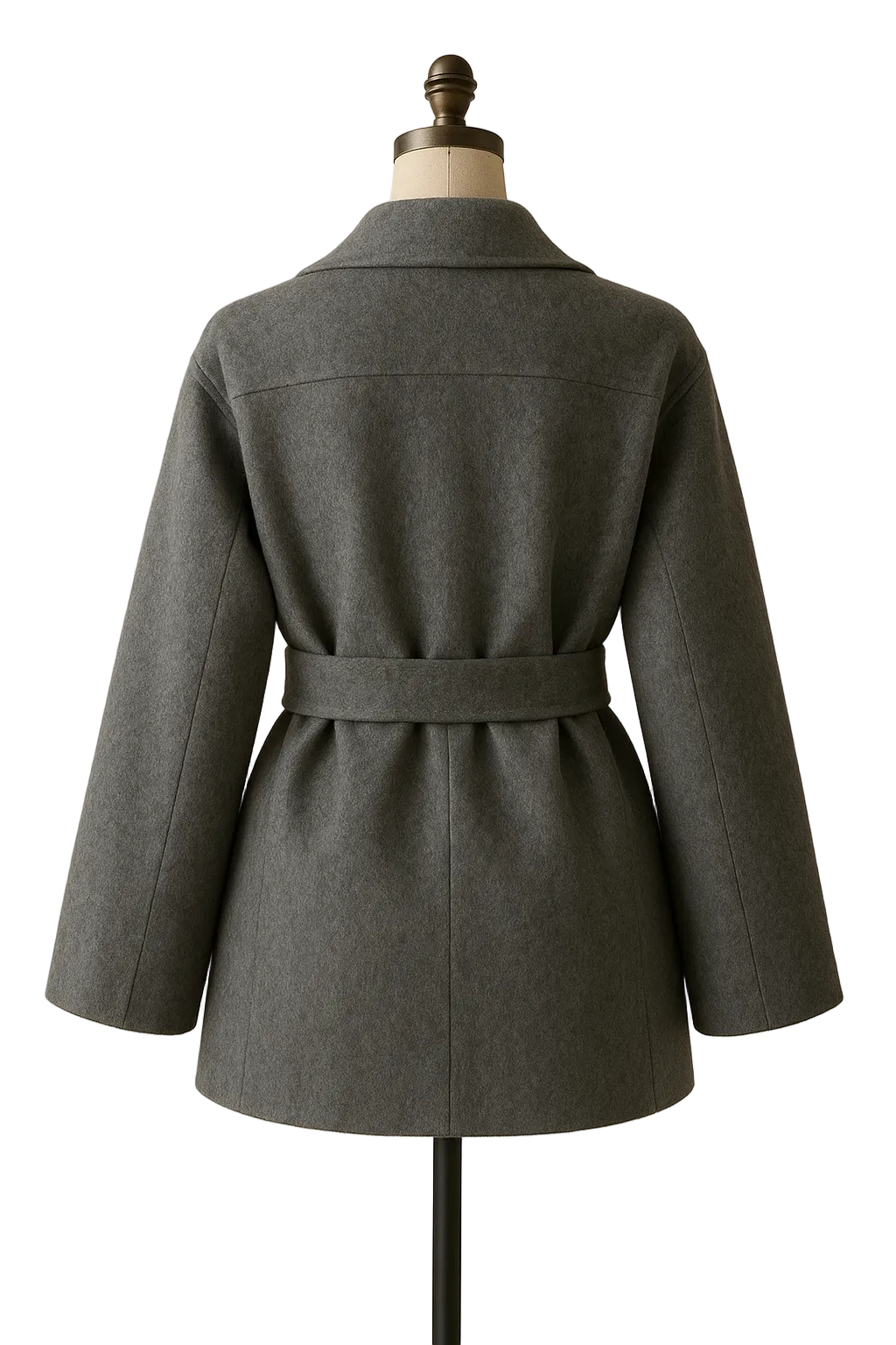 Hamida Classic Wool Wrap Coat – Tailored Belted Silhouette