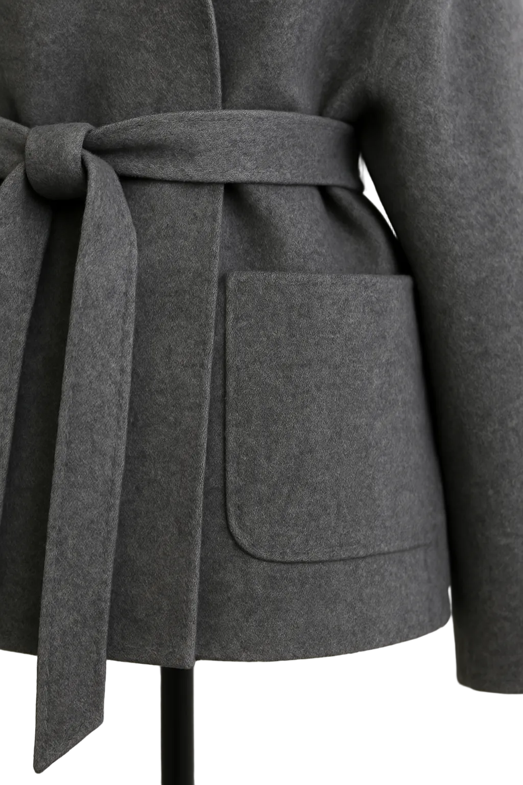 Hamida Classic Wool Wrap Coat – Tailored Belted Silhouette