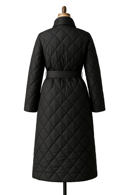 Quilted Long Luxe Belted Puffer Coat