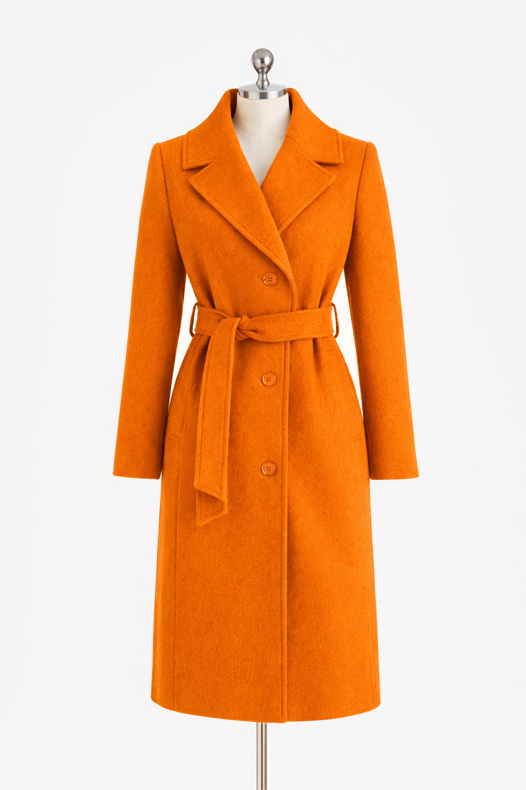 HAMIDA Tailored Wool Coat with Defined Waist and Classic Lapel