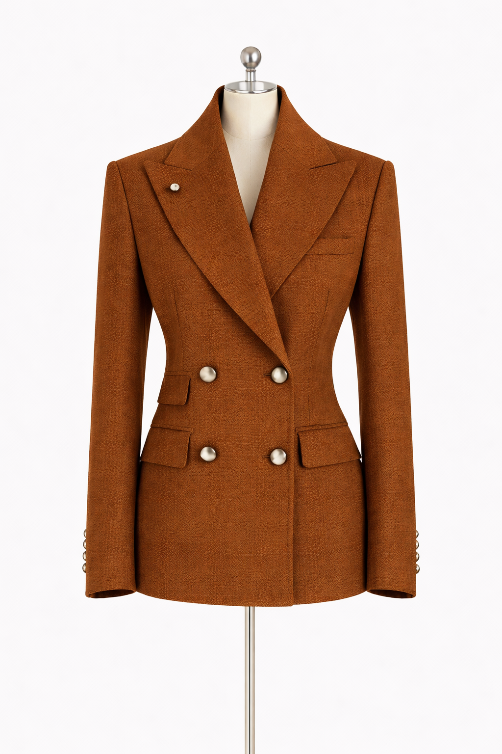 Structured Double-Breasted Tailored Coat and Blazer