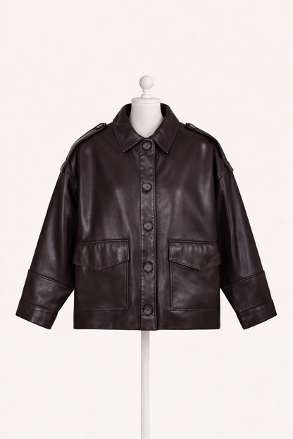 Hamida Luxe Chic Rexine Leather Jacket-2