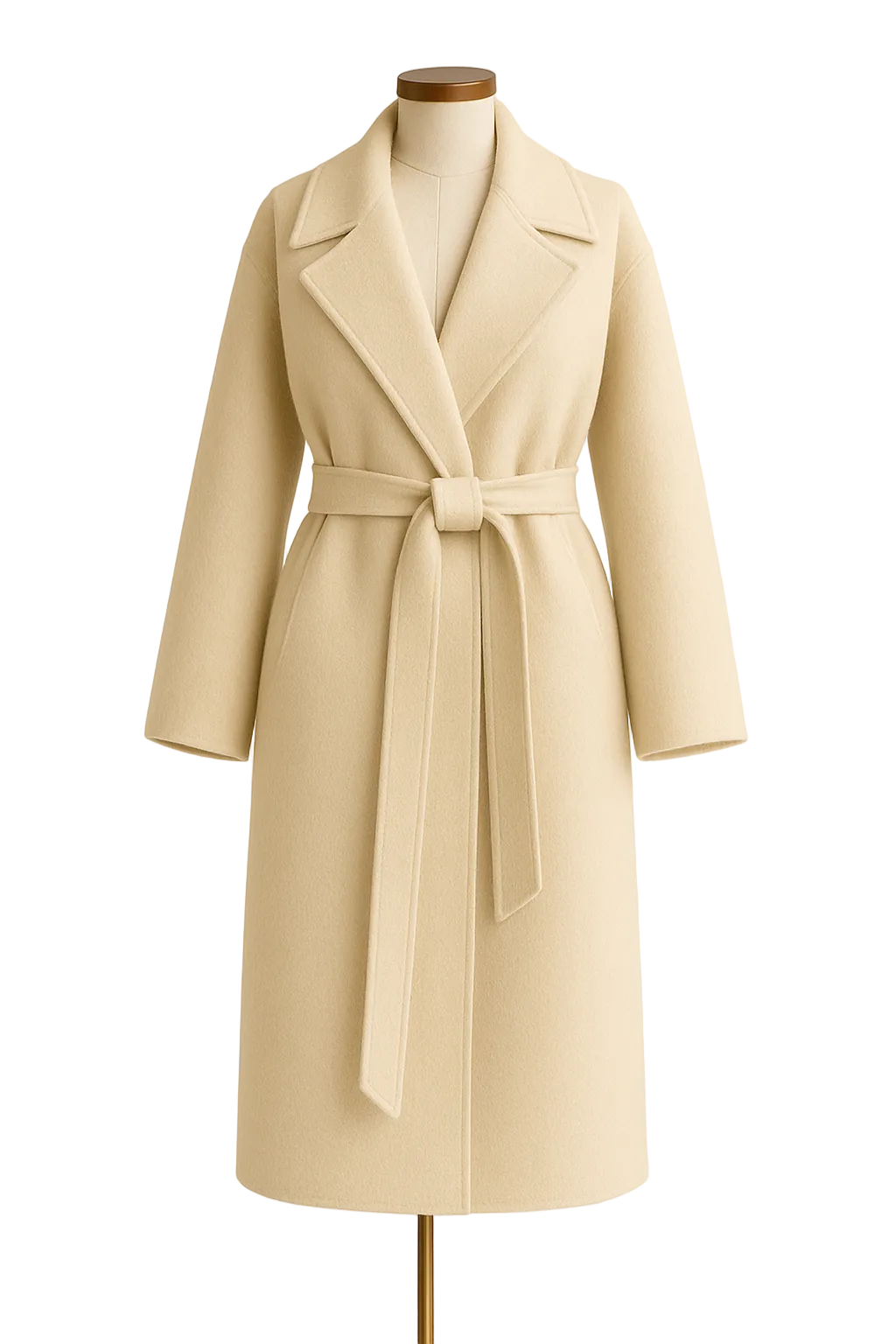 Hamida Wool Wrap Coat – Elegant Belted Long Winter Overcoat for Women